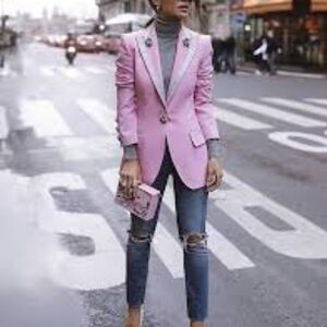 Women's Pink Blazer Barbie core Sz 10 Office Career Preppy Made In Canada